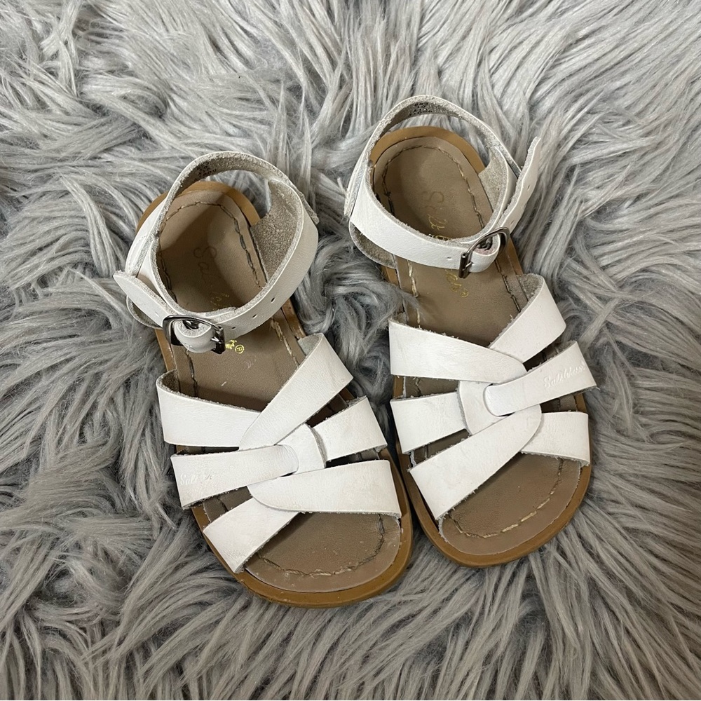 White salt water sandals